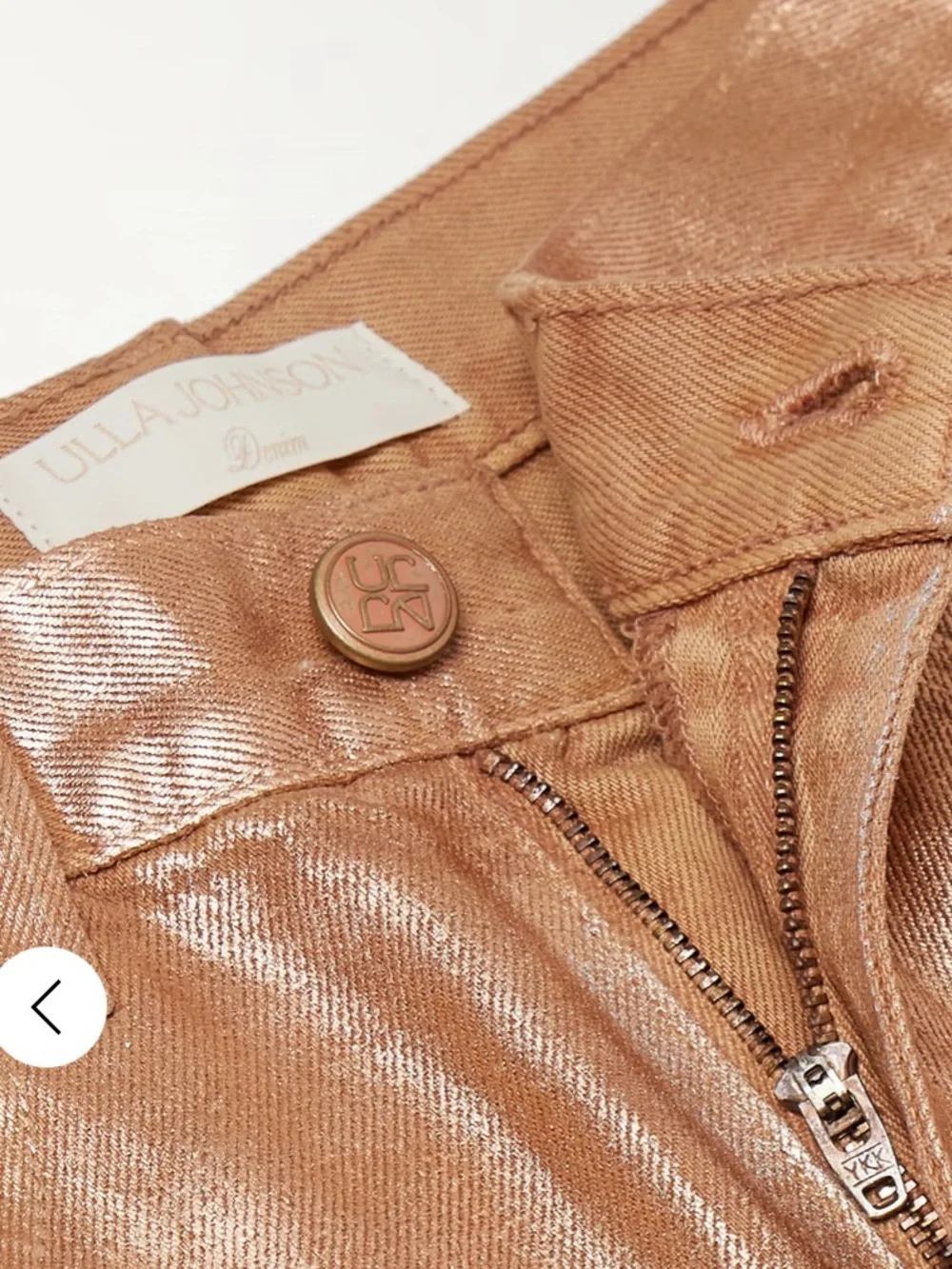 Ulla Johnson Metallic Tan Straight-Leg Jeans - Picture 3 of 9